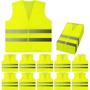 New Safety Vests 10 Pack - Yellow Reflective High Visibility, Hi Vis